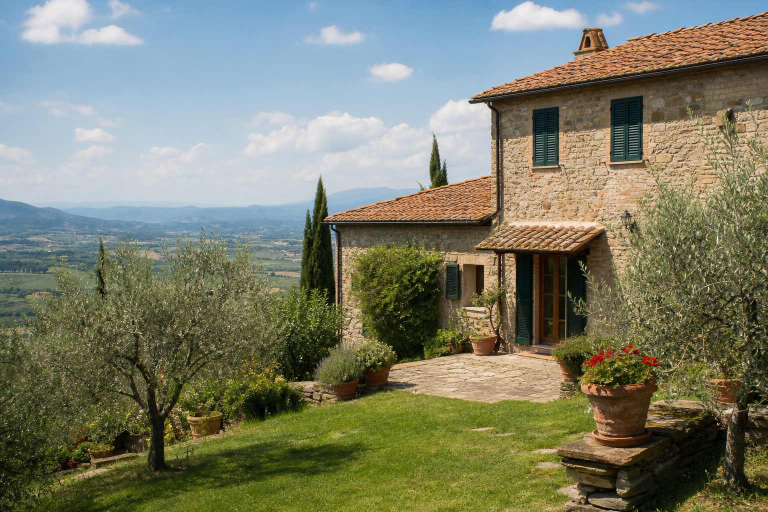 Casa e giardino in campagna vicino a Cortona